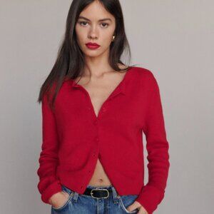 reformation Clara cherry red cashmere cardigan